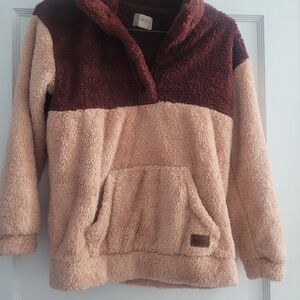 Roxy Gitl Two-Tone Fleece Jacket - Burgundy And Dusty Rose